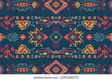 Ikat ethnic seamless pattern. Aztec fabric boho mandalas style. Abstract traditional folk ornate elegant luxury vintage retro modern minimal for texture textile fabric backdrop background wallpaper.