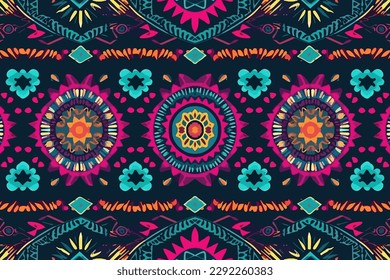 Patrón inestable de la etnia ikat. Tela azteca estilo mandalas. Resumen tradicional folk ornamentado elegante vintage lujoso retro moderno minimalista para textura textil fondo fondo papel tapiz.