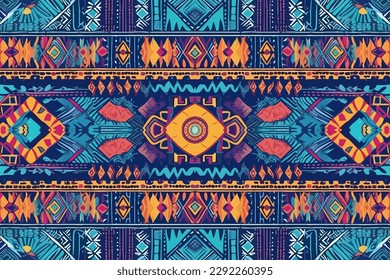 Ikat ethnic seamless pattern. Aztec fabric boho mandalas style. Abstract traditional folk ornate elegant luxury vintage retro modern minimal for texture textile fabric backdrop background wallpaper.