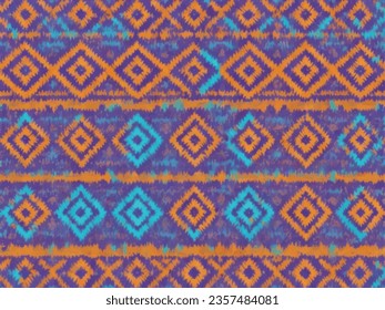 Ikat Ethnic seamless pattern in Aztec,African tribal ethnic style.Hand drawn African ethnic seamless Ikat pattern.African Ikat geometric Hand drawn tribal art for textile,fabric and ethnic textures. 