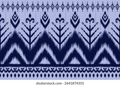 Ikat Ethnic Seamless Pattern with Blue and Purple, motif, repeat, navy, batik, tribal,, traditional, textile illustration, embroidery, design for fabric, print, wrapping, silk, scarf, background, rug.