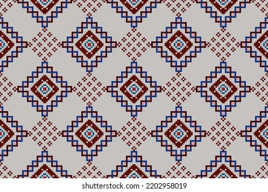 Ikat ethnic seamless pattern decoration design. Aztec fabric carpet boho mandalas textile decor wallpaper. Tribal native motif Moravian Hungarian polish African American traditional embroidery vector 