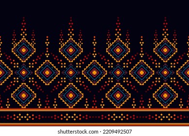 Ikat ethnic seamless pattern decoration design. Tribal native motif home decor wallpaper. Aztec fabric carpet boho ornaments mandalas textile decorative traditional embroidery vector background 