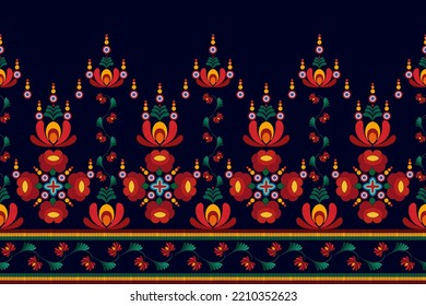 Ikat ethnic seamless pattern decoration design. Tribal native motif ornaments traditional decorative embroidery vector illustrations background. Aztec fabric carpet boho mandalas textile home decor.