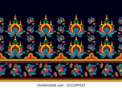 Ikat ethnic seamless pattern decoration design. Tribal native motif ornaments traditional decorative embroidery vector illustrations background. Aztec fabric carpet boho mandalas textile home decor.