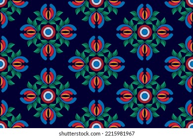 El diseño de la decoración de los patrones étnicos Ikat es impecable. Moqueta de tela azteca con mandalas textil decoración de fondo. Ornamentos con motivos indígenas tribales de Ikkat fondo vectorial de bordado tradicional húngaro 