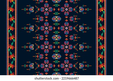 Ikat ethnic seamless pattern decoration design. Aztec fabric carpet boho mandalas textile home decor wallpaper. Ikkat tribal native motif ornaments Hungarian traditional embroidery vector background 