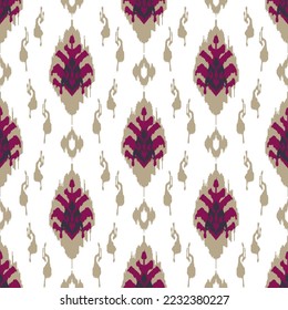 Ikat ethnic seamless pattern decoration design. Aztec fabric carpet boho mandalas textile decor wallpaper. Tribal native motif ornaments African American folk Indian traditional embroidery vector.