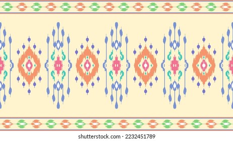 Ikat ethnic seamless pattern decoration design. Aztec fabric carpet boho mandalas textile decor wallpaper. Tribal native motif ornaments African American folk Indian traditional embroidery vector. - Shutterstock ID 2232451789