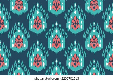 Ikat ethnic seamless pattern decoration design. Aztec fabric carpet boho mandalas textile decor wallpaper. Tribal native motif ornaments African American folk Indian traditional embroidery vector.