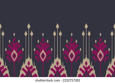 El diseño de la decoración de los patrones étnicos Ikat es impecable. Moqueta de tela azteca con mandalas en la decoración textil papel tapiz. El motivo tribal nativo adorna el vector tradicional del bordado de origen afroamericano.