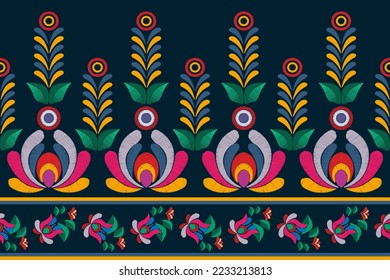 Ikat ethnic seamless pattern decoration design. Tribal native motif ornaments African American folk traditional embroidery vector. Aztec fabric carpet boho mandalas textile decor wallpaper 