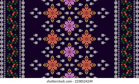 Ikat ethnic seamless pattern decoration design. Aztec fabric carpet boho mandalas textile wallpaper. Tribal native motif ornaments African American folk traditional embroidery vector 