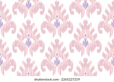Ikat ethnic seamless pattern decoration design. Aztec fabric carpet boho mandalas textile wallpaper. Tribal native motif ornaments African American folk traditional embroidery vector background 