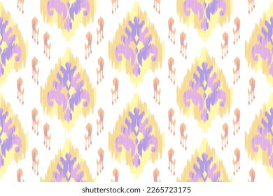 El diseño de la decoración de los patrones étnicos Ikat es impecable. El motivo tribal nativo adorna el fondo del vector tradicional del bordado folclórico afroamericano tradicional. Moqueta de tela azteca boho mandalas papel de pared textil 