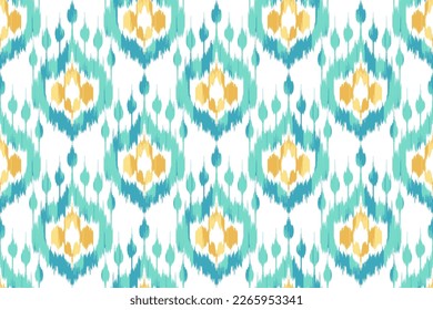 Ikat ethnic seamless pattern decoration design. Tribal native motif ornaments African American folk traditional embroidery vector background. Aztec fabric carpet boho mandalas textile wallpaper 