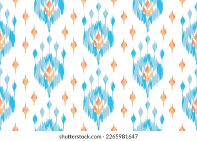 Ikat ethnic seamless pattern decoration design. Aztec fabric carpet boho mandalas textile wallpaper. Tribal native motif ornaments African American folk traditional embroidery vector background 