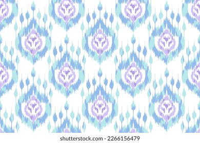 Ikat ethnic seamless pattern decoration design. Aztec fabric carpet boho mandalas textile wallpaper. Tribal native motif ornaments African American folk traditional embroidery vector background 