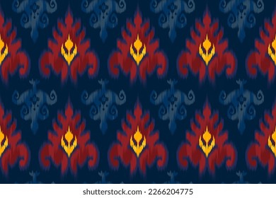 Ikat ethnic seamless pattern decoration design. Tribal native motif ornaments African American folk traditional embroidery vector background. Aztec fabric carpet boho mandalas textile Indian style