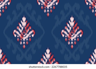 Ikat ethnic seamless pattern decoration design. Aztec fabric carpet boho mandalas textile wallpaper. Tribal native motif African Indian turkey American traditional embroidery vector background 