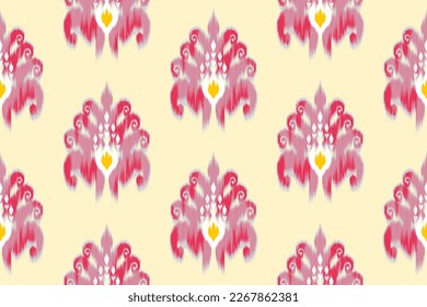 Ikat ethnic seamless pattern decoration design. Aztec fabric carpet boho mandalas textile wallpaper. Tribal native motif African Indian turkey American traditional embroidery vector background 