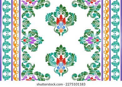 El diseño de la decoración de los patrones étnicos Ikat es impecable. Tela azteca mandalas papel de pared textil. Alfombra con motivos tribales nativos adornos de alfombras folclóricas africanas tradicionales bordados fondo vectorial 