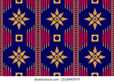 Ikat ethnic seamless pattern decorative design. Tribal, motif, batik, Aztec fabric carpet boho mandalas textile decor wallpaper.  Native decoration traditional geometric graphic design ornament.