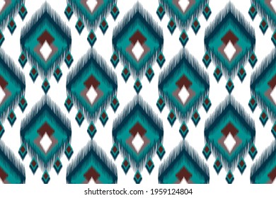 Ikat ethnic seamless pattern design for fabric textile.Geometric, native, tribal, boho, fabric, Indian, African, American,carpet chevron wallpaper. Silk texture curtain vector illustrations background