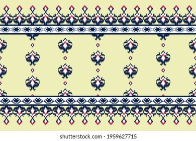Ikat ethnic seamless pattern design for fabric textile.Geometric, native, tribal, boho, fabric, Indian, African, American,carpet chevron wallpaper. Silk texture curtain vector illustrations background
