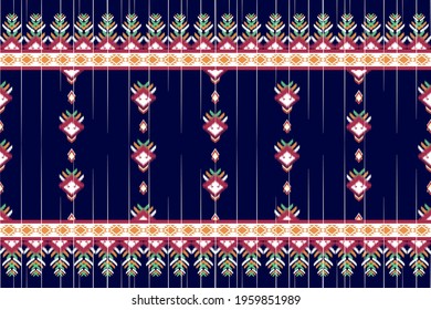 Ikat ethnic seamless pattern design for fabric textile.Geometric, native, tribal, boho, fabric, Indian, African, American,carpet chevron wallpaper. Silk texture curtain vector illustrations background