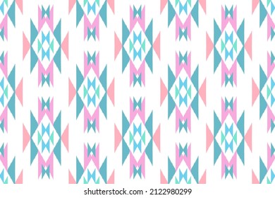 Ikat ethnic seamless pattern design. Aztec fabric carpet mandala ornament native chevron textile decoration wallpaper Tribal turkey African Indian traditional embroidery vector illustration background