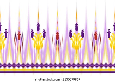 Ikat ethnisches, nahtloses Musterdesign. Azteken Stoffteppich Mandala Ornament boho chevron Textil-Dekoration Tapete. Stammtisch-Truthahn Afrikanische Traditionelle Stickerei, Vektorgrafik-Hintergrund