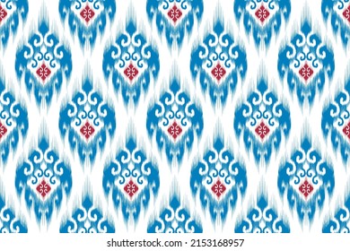 Ikat ethnic seamless pattern design. Abstract geometric Aztec fabric carpet mandala ornaments textile decorations wallpaper. Tribal boho native ethnic turkey traditional embroidery vector background.