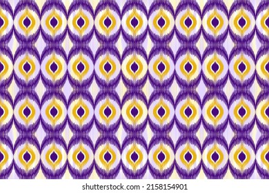 Ikat ethnic seamless pattern design. Tribal boho native details ethnic turkey traditional embroidery vector background. Aztec fabric carpet mandala ornaments ethnic texture textile decorations.