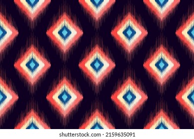 Diseño de patrones sin fisuras de la etnia Ikat. Resumen alfombra de tela azteca mandala adornos de tela étnica textil papel tapiz. Origen del vector del bordado tradicional de la etnia turquía tribal boho 