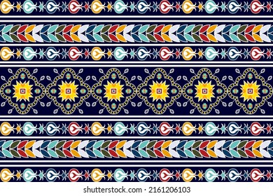 Diseño de patrones sin fisuras de la etnia Ikat. Tradicional fondo vectorial de bordado tradicional de la etnia turquía boho tribal. Resumen Moqueta de tela azteca adornos mandala decoración textil étnica papel tapiz 