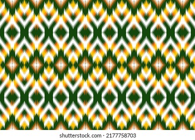 Ikat ethnisch nahtlose Muster Design für Teppich, Tapeten, Kleidung, Umhüllung, Stoff, Deckel, Textilien, Hintergrund.
