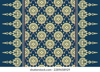 Ikat ethnic seamless pattern design Aztec fabric boho mandalas textile wallpaper tribal native motive carpet ornaments African American Indian folk embroidery vector