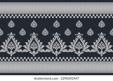 Ikat ethnic seamless pattern design Aztec fabric boho mandalas textile wallpaper tribal native motive carpet ornaments African American Indian folk embroidery vector
