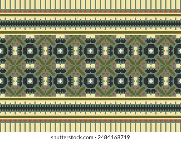 Ikat ethnic seamless pattern design. Aztec fabric carpet mandala ornaments textile decorations wallpaper. Tribal boho native ethnic turkey traditional embroidery vector background