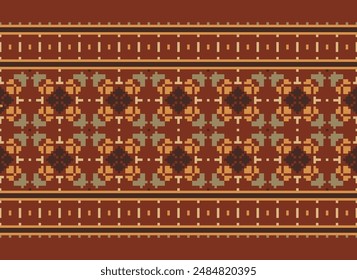 Diseño de patrón sin costuras étnico Ikat. Alfombra de tela azteca mandala ornamentos decoraciones textiles Fondo de pantalla. Fondo de Vector de bordado tradicional de pavo étnico nativo boho tribal