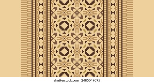 Ikat ethnic seamless pattern design. Aztec fabric carpet mandala ornaments textile decorations wallpaper. Tribal boho native ethnic turkey traditional embroidery vector background