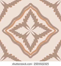 Diseño de patrón sin costuras étnico Ikat. Alfombra de tela azteca mandala ornamento boho chevron textil decoración Fondo de pantalla. Fondo de Ilustraciones vectoriales de bordado tradicional de la India africana del pavo tribal