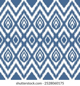 Ikat ethnic seamless pattern. Fabric geometric pattern seamless. Ikat embroidery. Background, Design for fabric, scarf, carpet, rug, wallpaper, clothing, wrapping, Batik, vector illustration