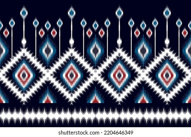 Ikat ethnic seamless pattern home decoration design. Aztec fabric carpet boho mandalas textile decor wallpaper. Tribal native tatreez motif decorative traditional embroidery vector background 