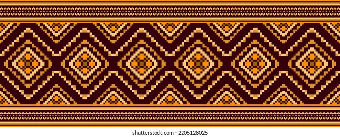 Ikat ethnic seamless pattern home decoration design. Aztec fabric carpet boho mandalas textile decor wallpaper. Tribal native tatreez motif decorative traditional embroidery vector background 