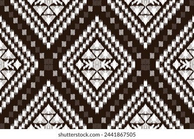 Ikat patrón étnico sin costuras. color mono, fondo abstracto con textura oge para textil, papel pintado, alfombra, ropa. Ilustración vectorial bohemia tradicional.