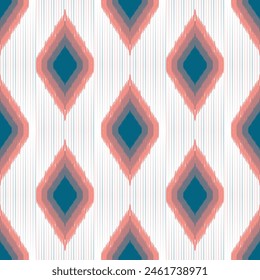 Ikat ethnic seamless pattern, Motif seamless textile, Abstract textured background, wallpaper, carpet, clothing, embroidery, print striped ornament, Traditional bohemian vector illustration