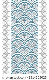 Ikat étnica seigaiha tecido escamas de peixe padrão sem costura no fundo. escamas geométricas de peixe Seigaiha. para design étnico seigaiha padrão moda tecido design tapete, roupas, envoltório, papel de parede