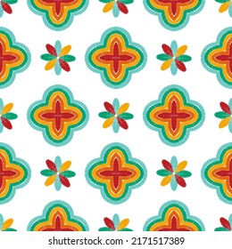 Ikat ethnic textile seamless pattern design. Tribal boho native textile turkey Indian traditional embroidery vector. Aztec fabric carpet mandala ornaments textile motif cotton decorations wallpaper 